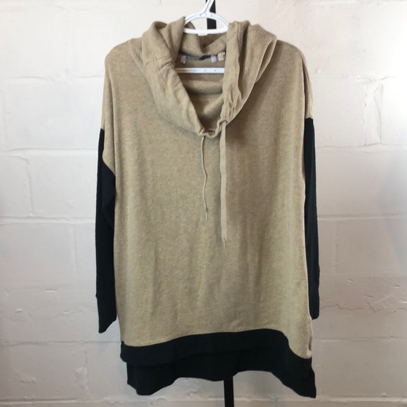 Soft Surroundings Sweaters - Hugs From Soft Surroundings Colorblock Cowl Neck Sweater Size PL Black Tan #g13